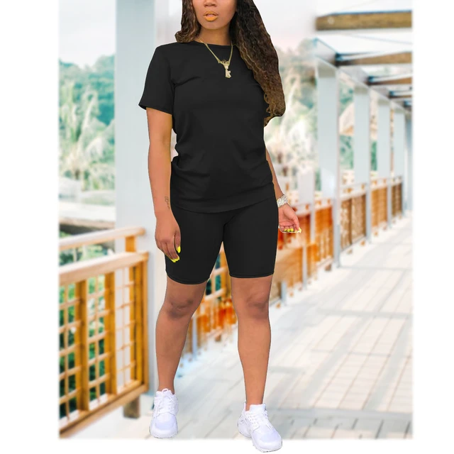 Two Piece Outfits for Women Summer Short Set 2 Piece Outfits Jogger Track Suits Sweatsuits for Women Short Sleeve AliExpress