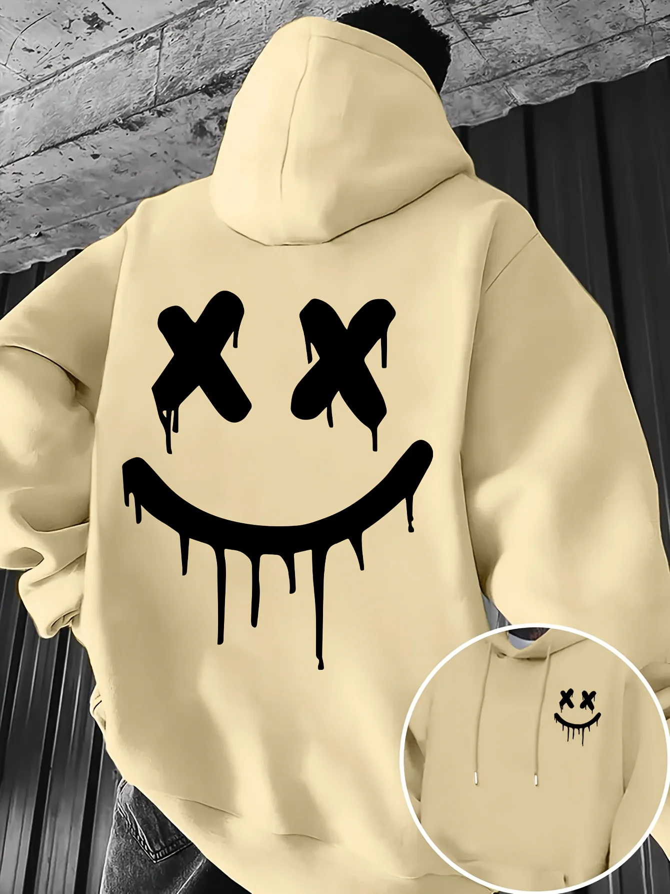Herren 2026 Neuer Modischer Lustiger Smiley-Print Hoodie - Trendiger Lockerer Lässiger Kapuzenpullover – Detail 2