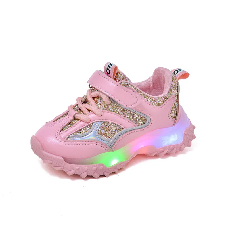 Baby Shoes2024 Spring Autumn New Boys and Girls Light Up Clunky Sneaker Small and Medium-sized Children\'s Soft Soled Baby Shoes