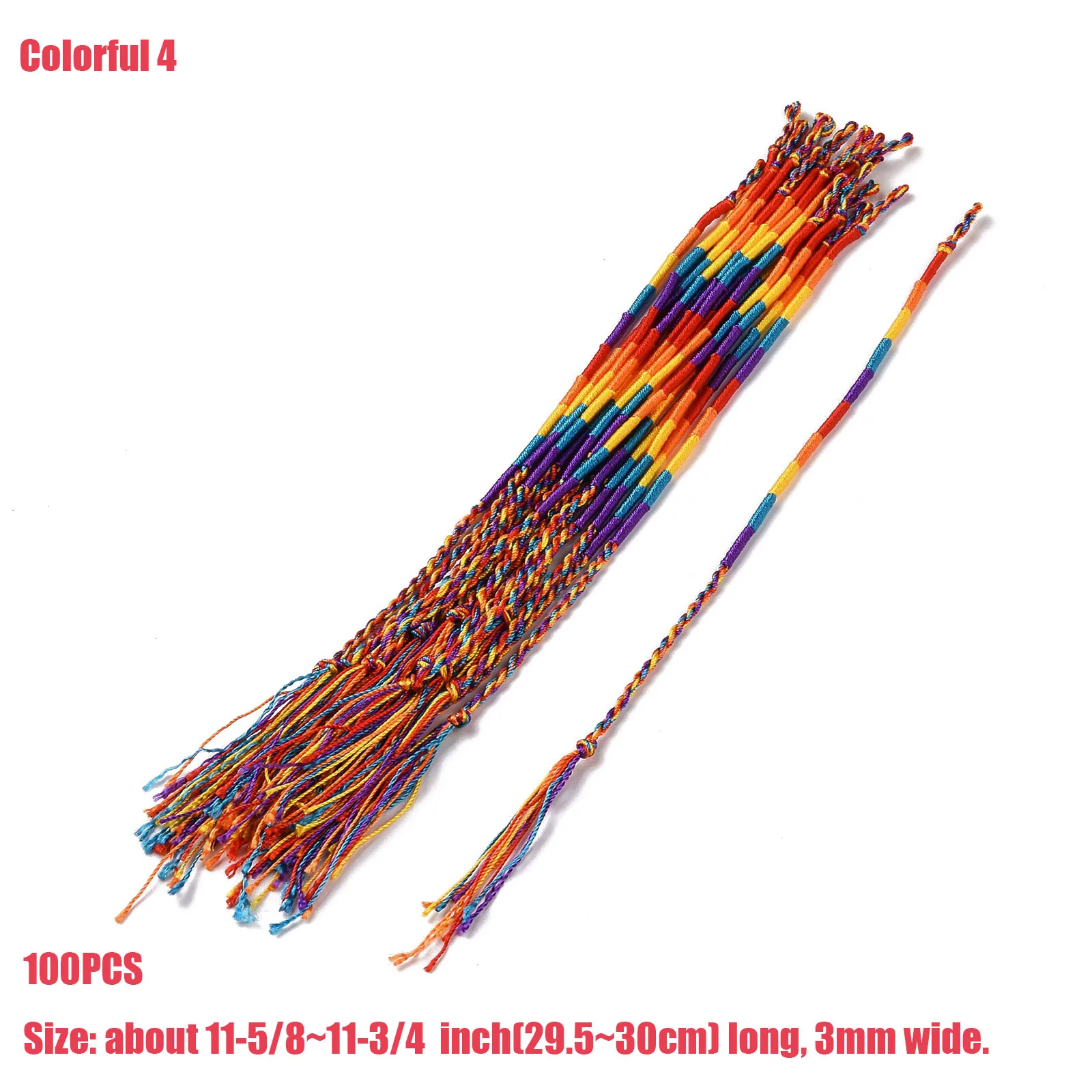 100pcs Friendship Bracelet Thread Bracelet Polyester Braided String Cord Rope Adjustable for Women Men Couple Gift about 14 Inch