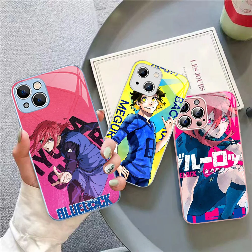 Blue Lock Anime Phone Case For iPhone 15 13 12 Mini 11 Pro XS Max X XR 14 Plus Tempered Glass Cover