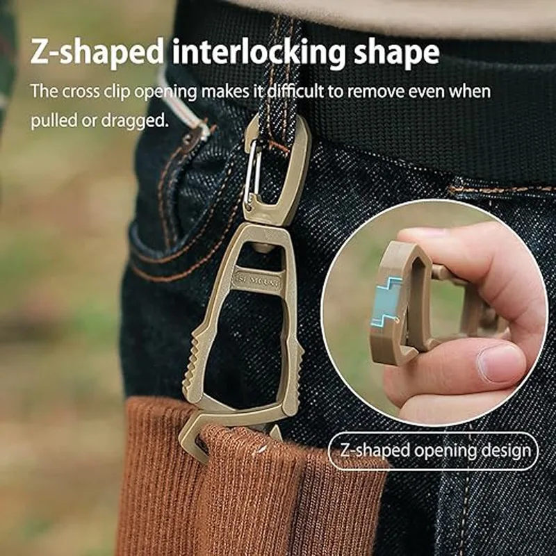 4PCS-360 ° Rotatable Multifunctional Portable Z-shaped Clip, Outdoor Backpack Vertical Hanging Clip