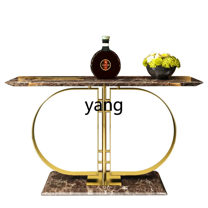 

LMM Modern Simple Stainless Steel Marble Decorative Cabinet End View Table Shelf Xuan Guan Platform