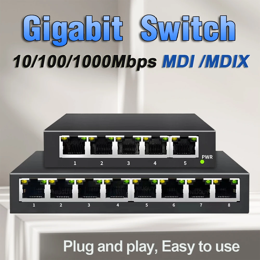 

Сетевой коммутатор 10/100/1000 Мбит/с, 5-портовый/8-портовый гигабитный Ethernet-переключатель, подключи к работе в офисе на настольном компьютере