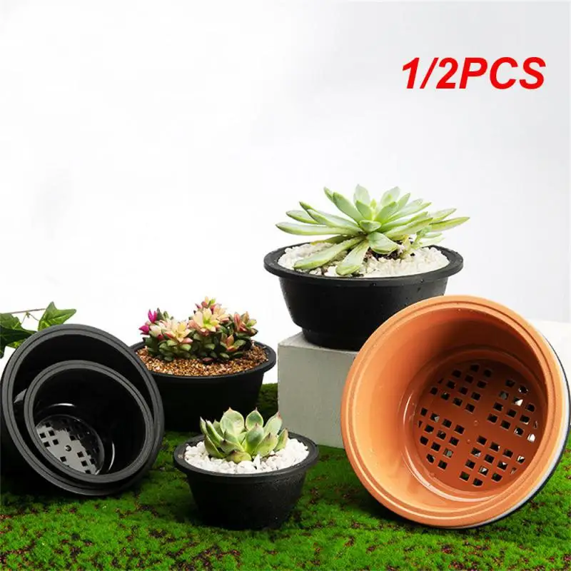 1/2PCS Plastic Round Succulent Flower Pots New Chunky Korean-style Large Succulent Pot Degradable Corrosion-resistant Textured