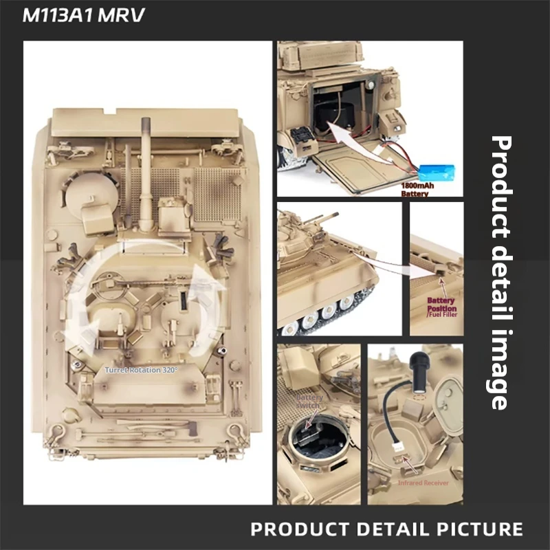 جديد Td M113 Rc سيارة Rtr 1:16 سبيكة كهربائية كاملة المسار النسبي Rc خزان 2.4g Rc نموذج مركبة مدرعة نقل المعادن هدية #4