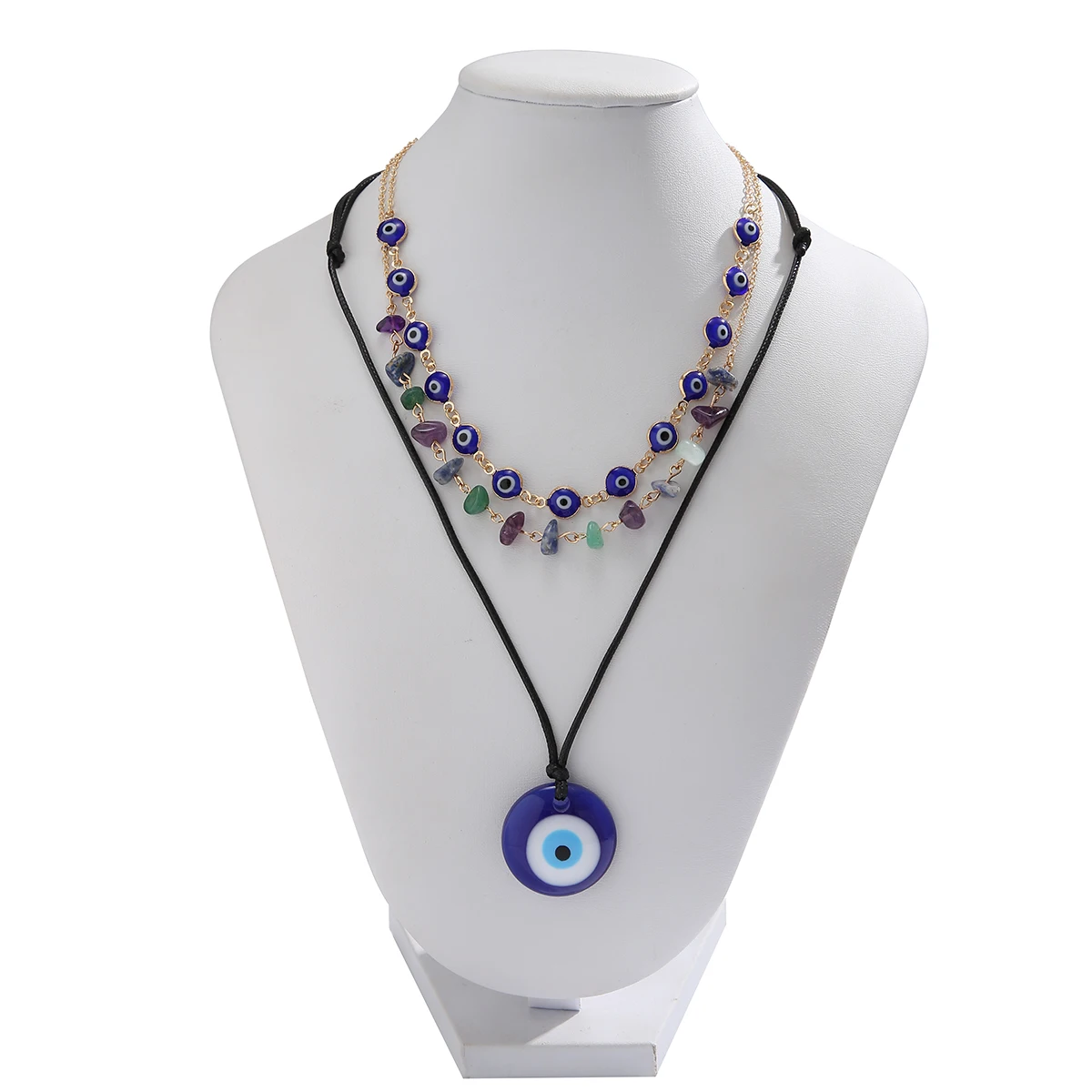 PuRui Bohemia Turkish Lucky Eye Pendant Necklace for Women Natural Stone Beaded Choker Jewelry On The Neck Collar Girls Y2K New