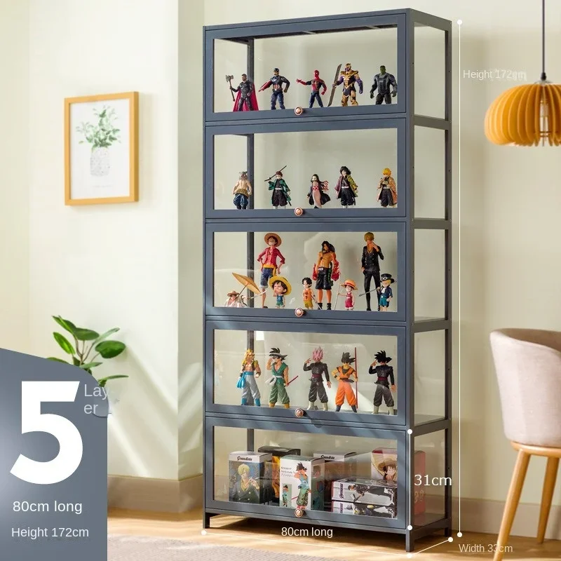 Display Cabinet for Figures Acrylic Transparent Dustproof Display Case Living Room Storage Box Commodity Shelf Bookcase Shelving