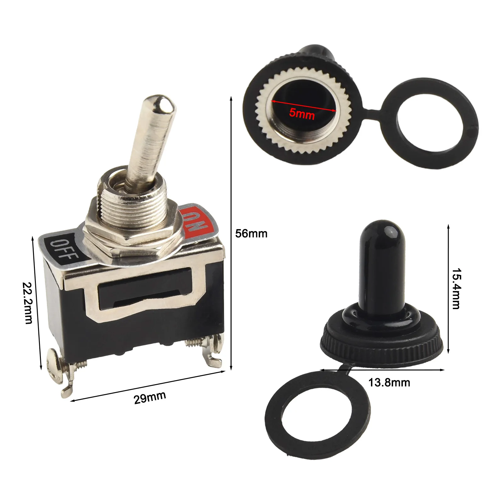 Metal For Toggle Switch SPST 15 Amp For 250 Volt On Off For Vehicle Marine Lighting Control For 2 Pin Design 5 Unit Set