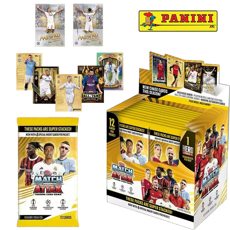 

Topps Match Attax 2024-25 Ucl Messi Neymar Mbappe Cr7 Haaland Football Star Коллекция коллекционных карточек Коллекция подарков на день рождения