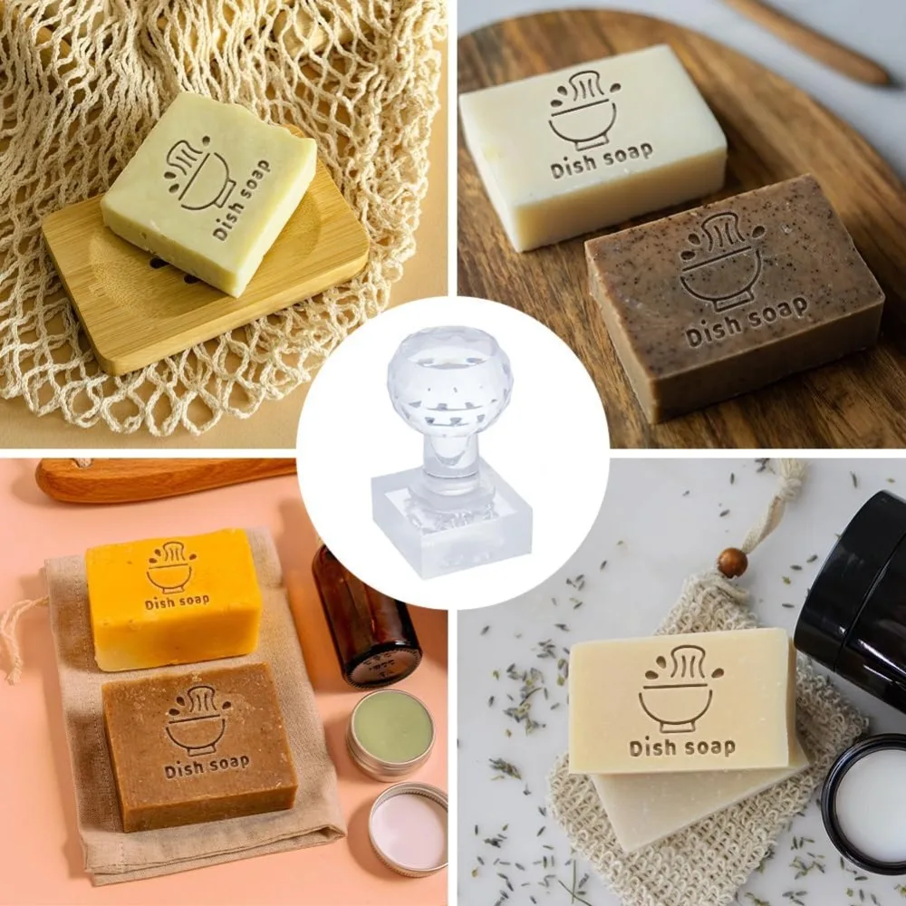 Clear Acrylic Soap Stamps with Big Handles DIY Soap Molds Supplies Food 60x35x33mm Pattern: 30x32mm view 4