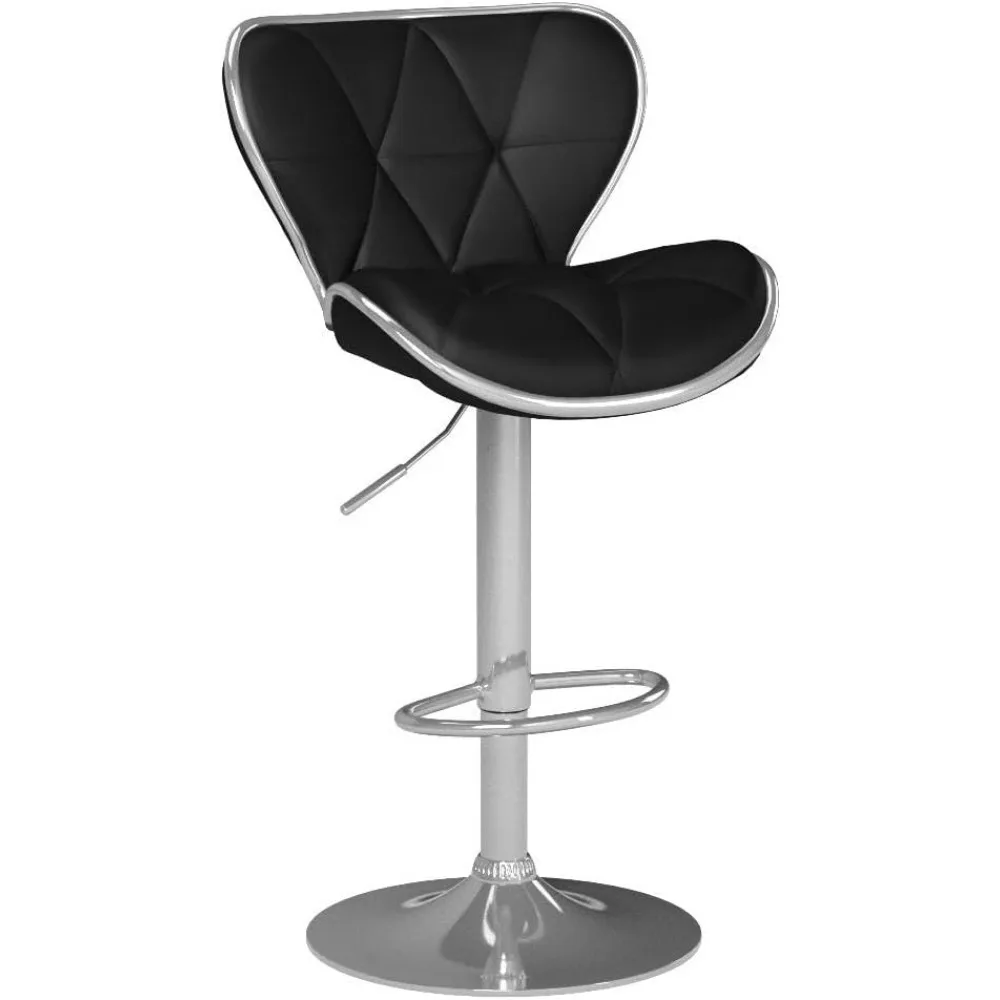 Ajustável PU Leather Bar Stool, fezes giratórias, acolchoadas com costas, Shell, conjunto de 2