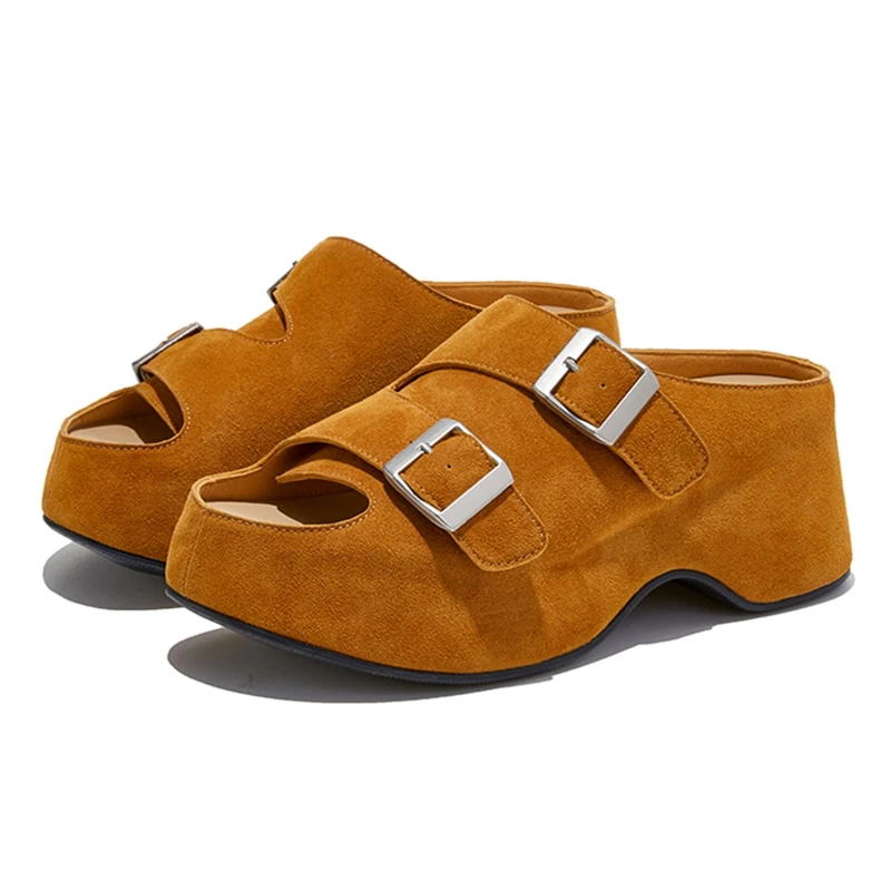 

AIYUQI 2026 New Women's Slippers Shoe Thick-soled Peep-toe Velcro Slippers Women Plus Size Casual Summer female Shoes