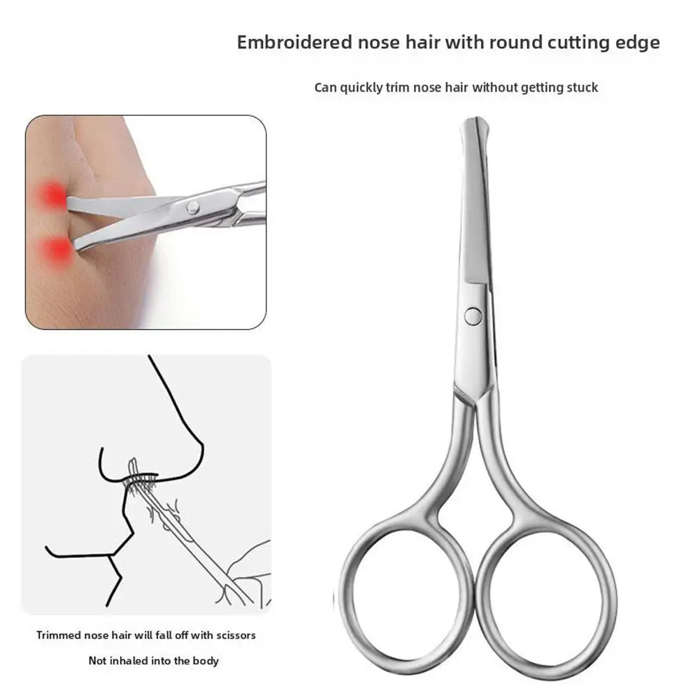 

1Pc Stainless Steel Nose Hair Mini Small Scissors Eyelash Facial Hair Straight Round Tip For Eyebrows Nail Beard Manicure M Q7H9