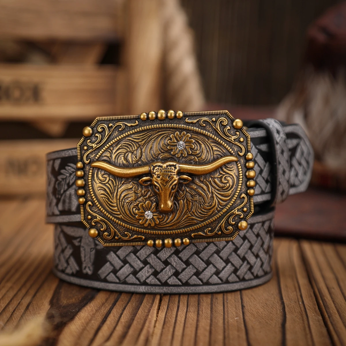 Ein Western-Style PU-Ledergürtel für Damen und Herren, ein Klassischer und Lässiger Retro-Gürtel – Detail 2