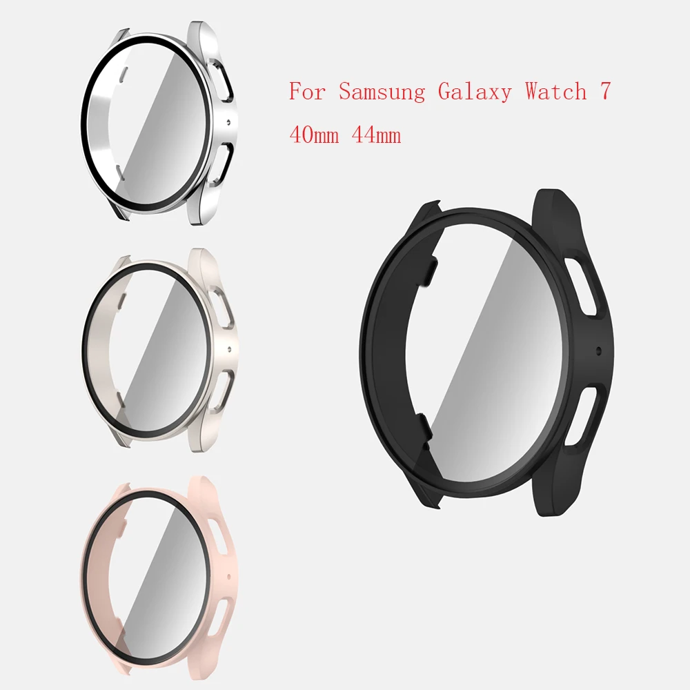 Screen Protector Case for Samsung Galaxy Watch 7 40mm 44mm Matte Hard PC Case+ Tempered Glass Full Protective Cover Bumper.