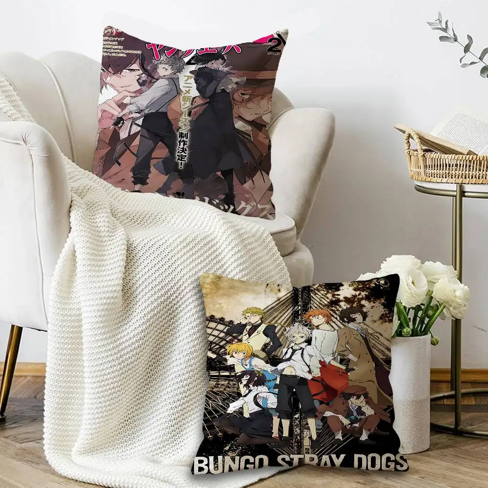 Japanese Anime Bungo Stray Dogs Vintage  Pillow Gift Home Office Decoration Bedroom Sofa Car Cushion Cover case 45x45