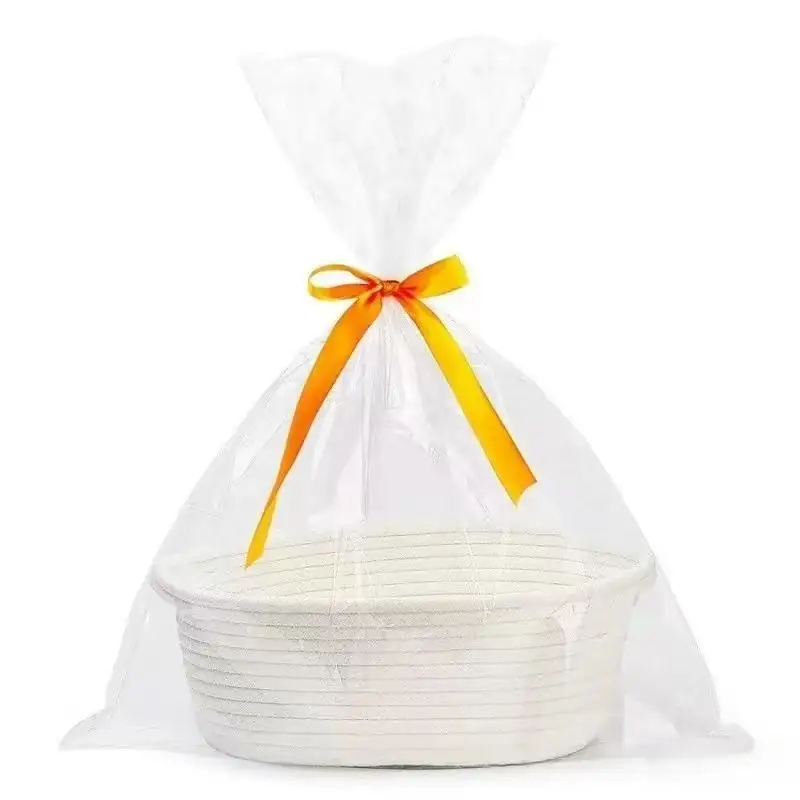 Geflochtener Korb mit Geschenktüten, Bändern, Niedliche Dekorative Körbe mit Griffen, Perfekt für Geburtstage, Bücher, Spielzeug