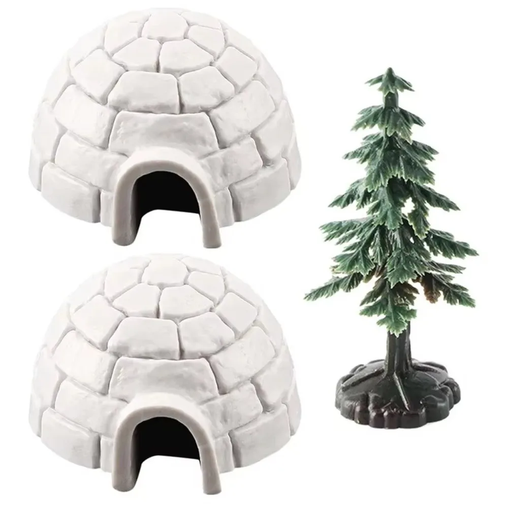 Realistic Igloos Model North Pole Bear Arctic Figures Christmas Tree Figurines Set Mini Polar Animal Shelter