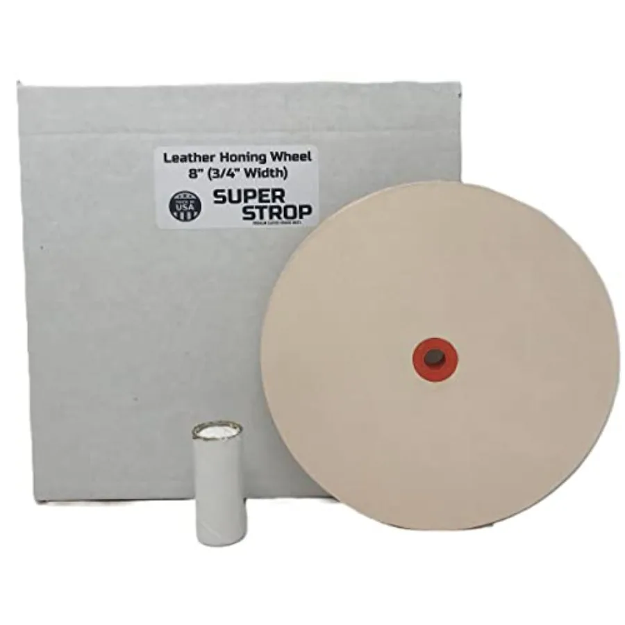 

8 in Leather Honing Stropping Wheel Includes Premium White Buffing Compound Made in USA Super Strop Premium Wheel Strops fits 1