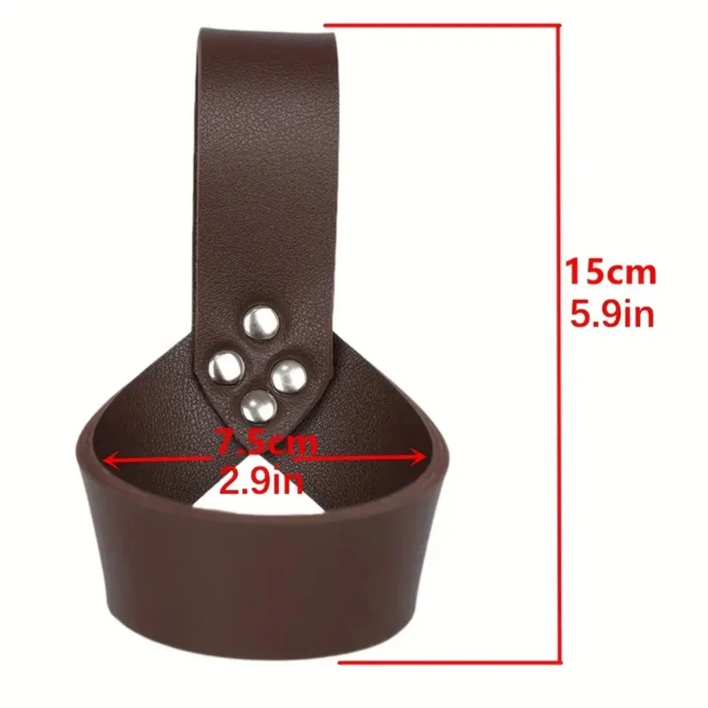 Funda de espada vikinga de caballero Medieval, vaina de cuero PU, anillo de estoque, soporte de daga para espada, vaina, accesorios de Cosplay para Halloween