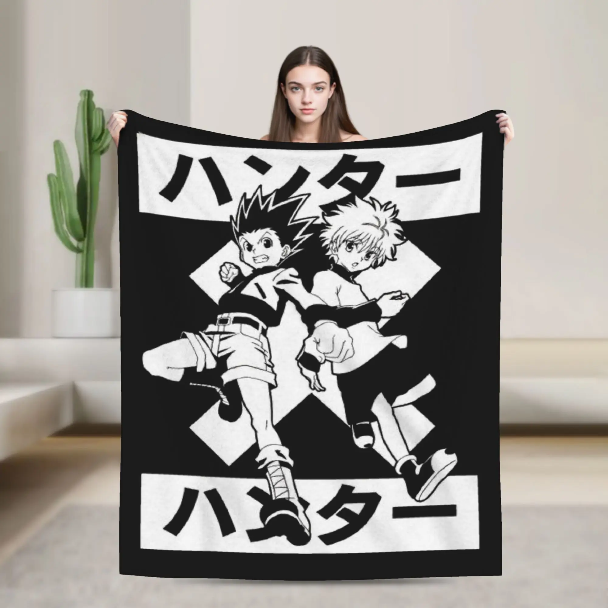 Gon Killua Anime Plush Blankets Child My Hero Academia Flannel Throw Blanket For Couch Bed Super Warm Bedspread Birthday Gift