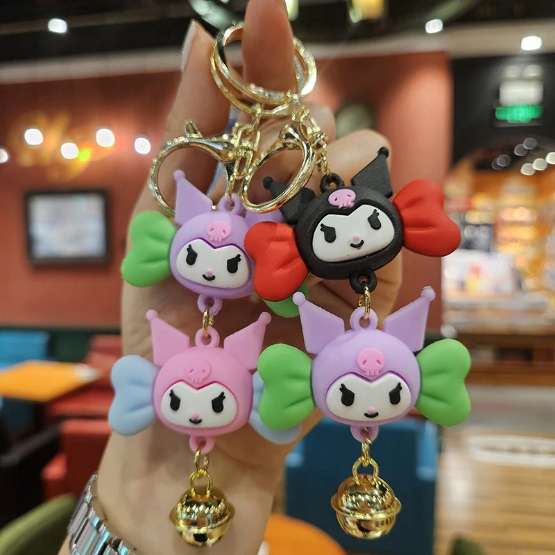 

Мультяшный Sanrio Kuromi маленький колокольчик ПВХ брелок кукла игрушка плюши брелок сумки кулон украшение подарок