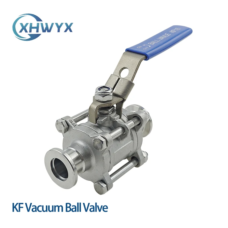 KF16 KF25 KF40 KF50 High Vacuum 3-Pieces  Manual Ball Valve 304/316L Stainless Steel Helium leak detection Vacuum Flange