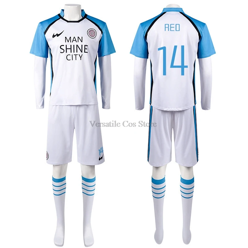 Anime Blue Lock Cosplay Costume Red Uniform T-shirt Wig Men Chigiri Hyoma Seishiro Reo Mikage Nagi Cosplay Football Tracksuit