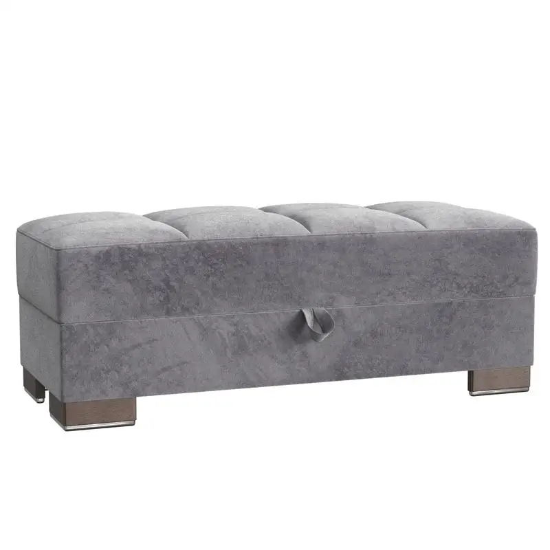 

Storage Ottoman with Upholstery, Grey Microfiber for Home Use and Décor