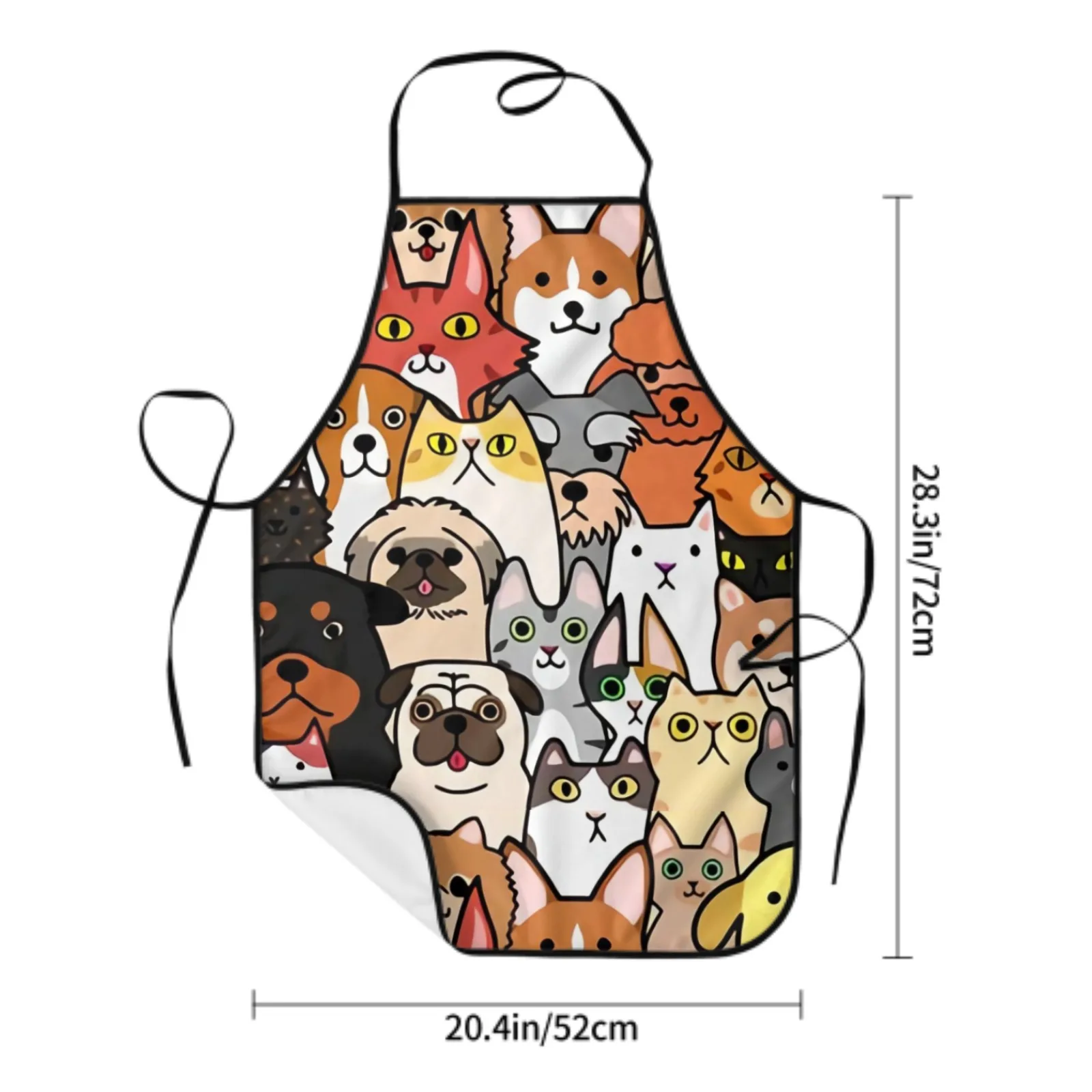 Cat And Dog Polyester locking hem Apron Home Cooking Baking Kitchen Cartoon Apron Colorful Cute Cat Cartoon Cat