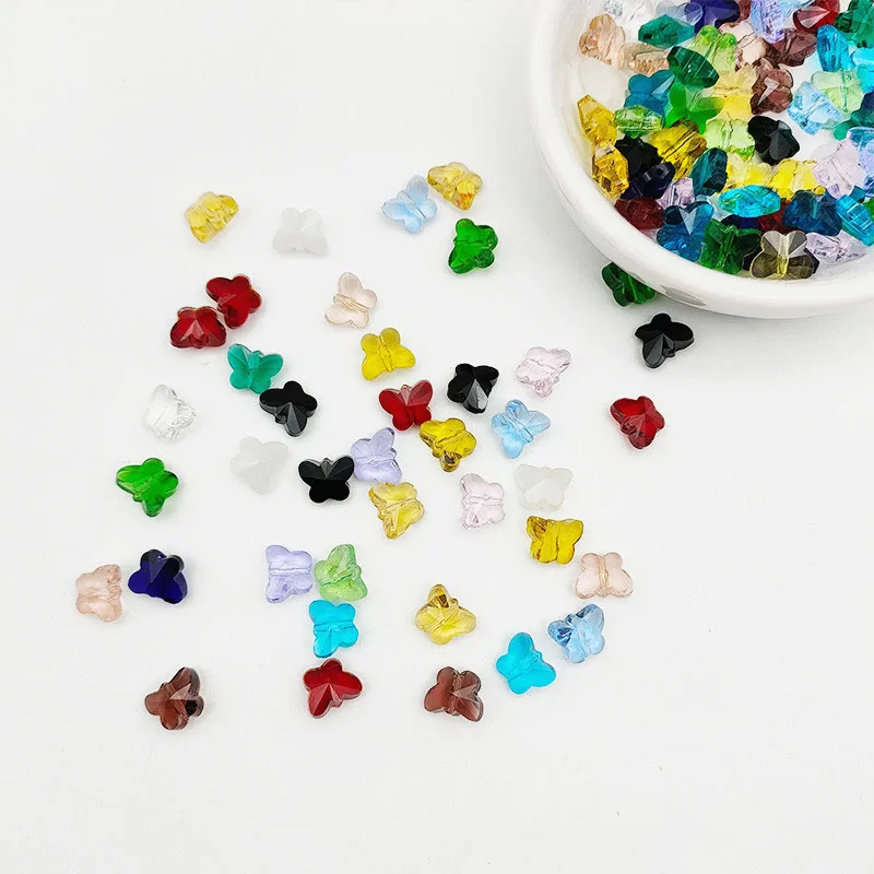 

100pcs/ Bag 10mm/14mm Colorful Crystal Glass Butterfly Beads for Diy Making Bracelets Pendant Earrings Jewelry Accessories