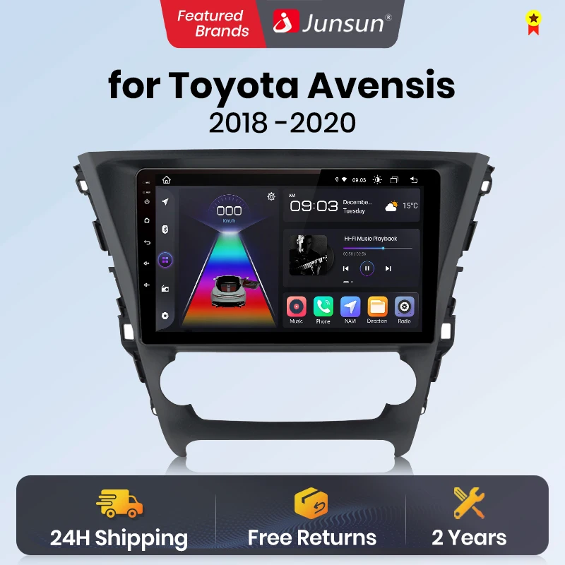 Junsun Wireless CarPlay Android Auto Car Intelligent Systems for Toyota Avensis 2018-2020 GPS Autoradio