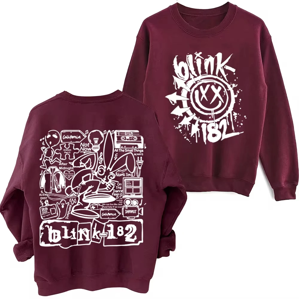 Blink 182 Hot Tour 2024 Plus Size Crew Neck Sports Casual High Street Graphic Printed Hoodie Men/Women Customized High Quality