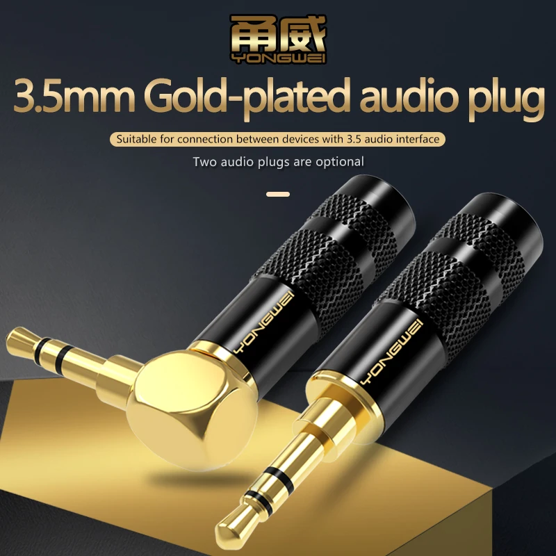 

YONGWEI 3.5mm Headphone Extension Cable Plug AUX Car Audio microphone Stereo 90°DIY Gold-plated Connect the welding service plug