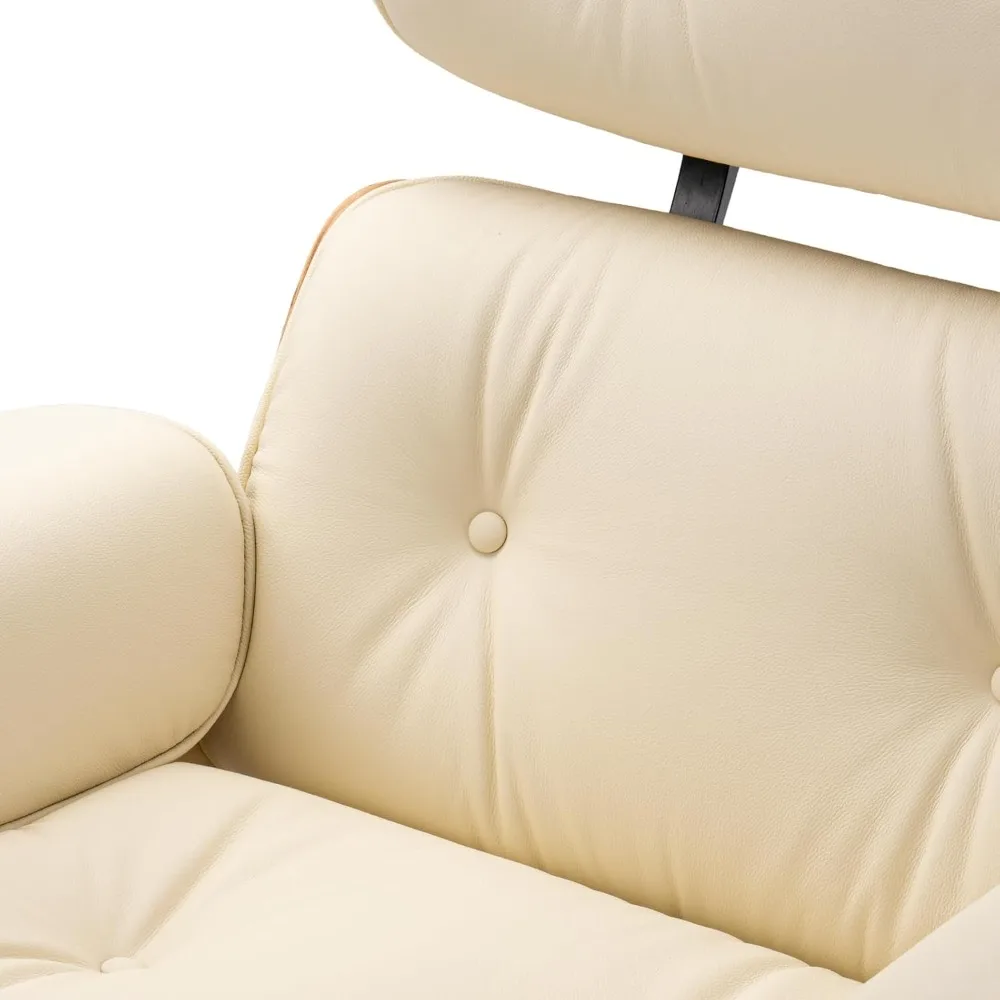 كرسي صالة تشيس مع وسائد إسفنجية عالية المرونة من الجلد الطبيعي العثماني في منتصف القرن بتصميم مريح حديث