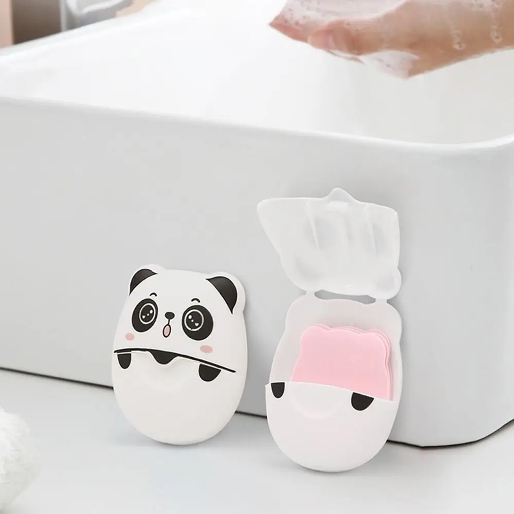 Panda Shape Paper Soap Fragrant Tablets Scented Slice Soap Tablets Hand-washing Cleaning Supplies Disposable Soap Flakes