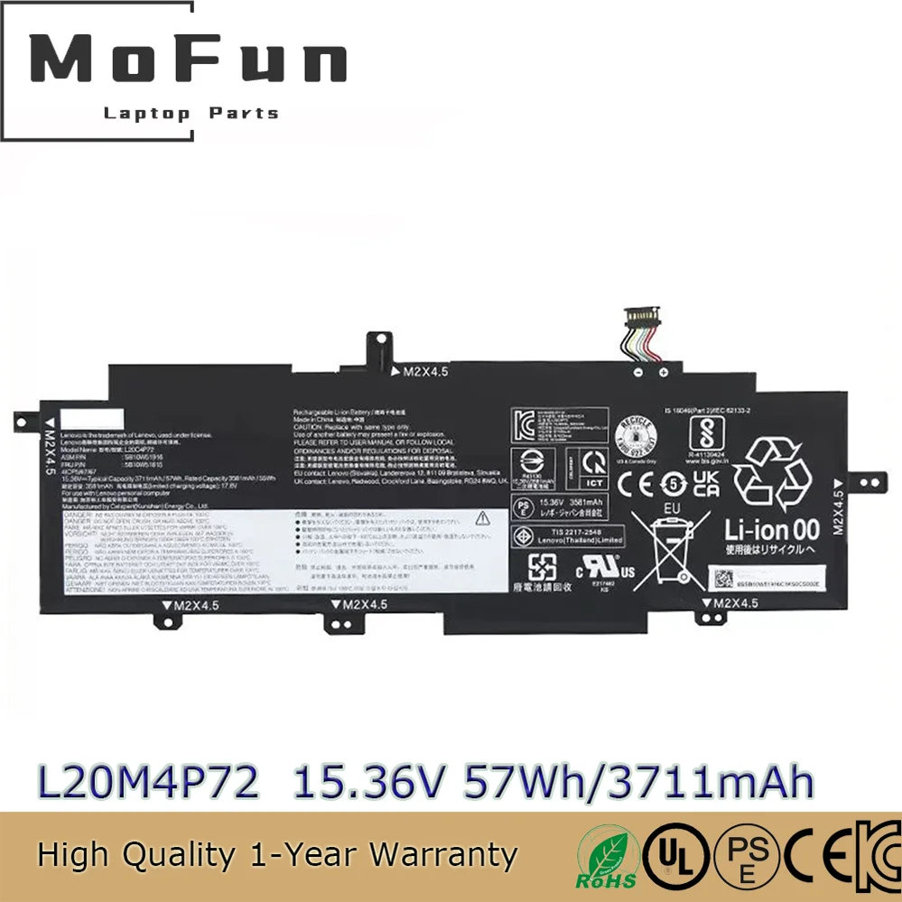 

Original L20M4P72 15.36V 57Wh Laptop Battery for Lenovo ThinkPad T14s Gen 2 2021 L20C4P72 L20D4P72 L20L4P72