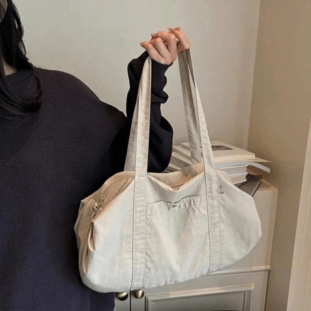 Multifunctional Nylon Shoulder Bag Lightweight Zipper Closure Large Capacity Tote Bag Durable Design Multi-Color Handbag Work