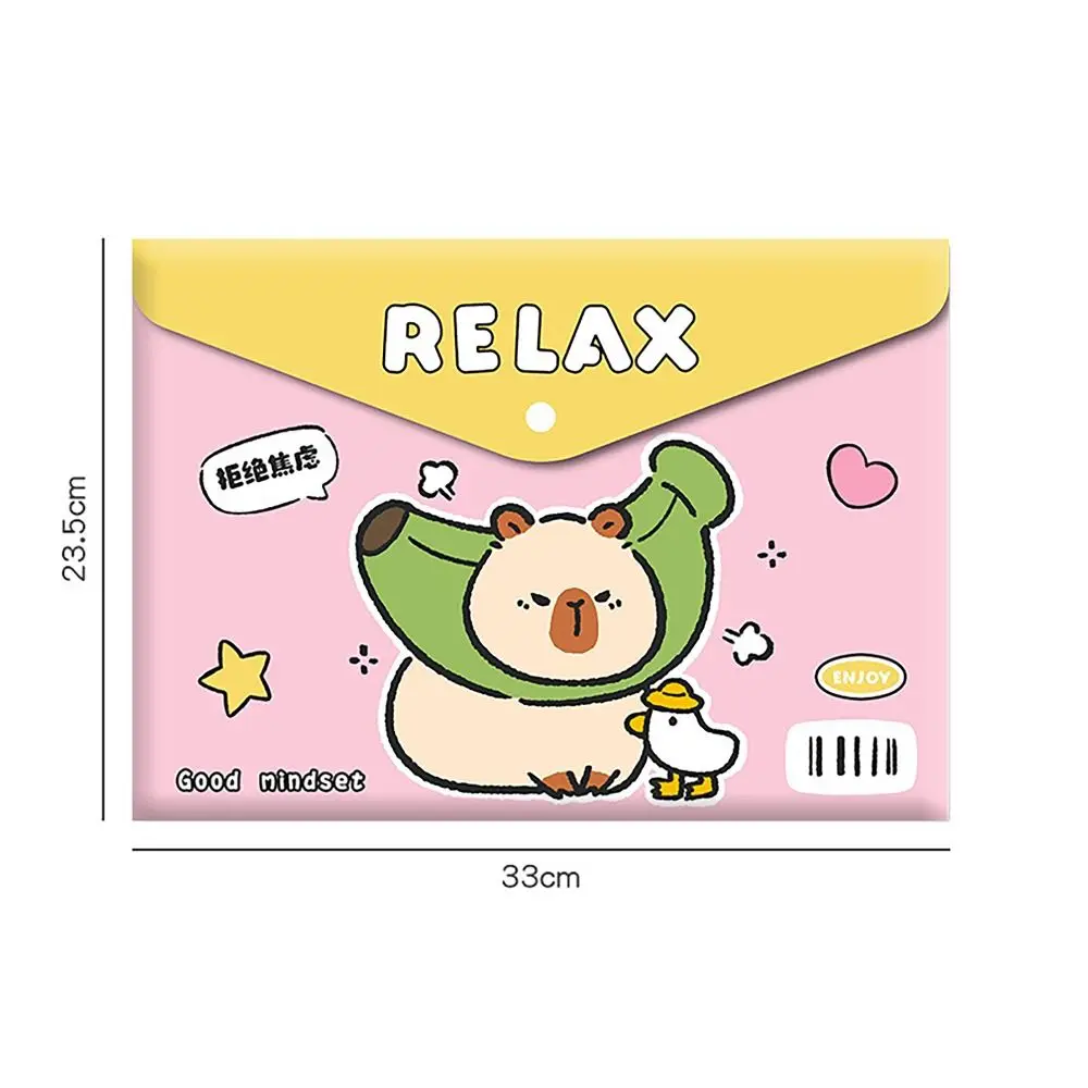 4pcs/set Capybara A4 File Bag Multifunction Large Capacity PVC File Folder Waterproof Archives Bag School Office