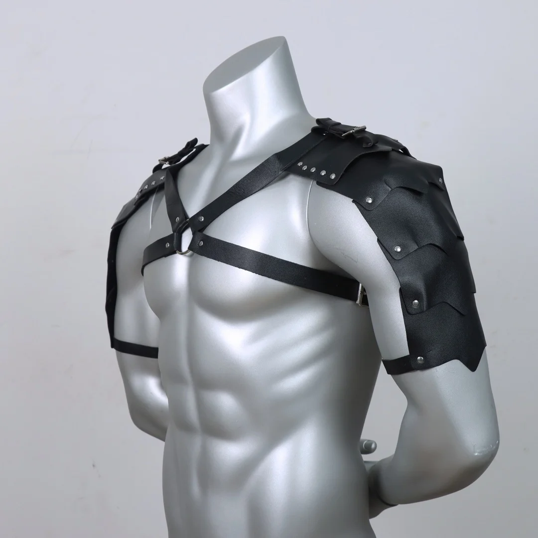 Mittelalterliches Kostüm Cosplay Zubehör Vintage Gothic Leder Harness Gürtel Spaulder Pauldrons Viking Ritter Gladiator Schulterpanzer – Detail 7