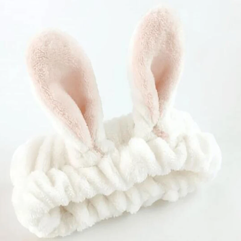 Solid Color Stereo Rabbit Ear Hair Band Hair Accessories Non-slip Face Wash Mask Head Hoop Wash Hair Hoop Head Cover