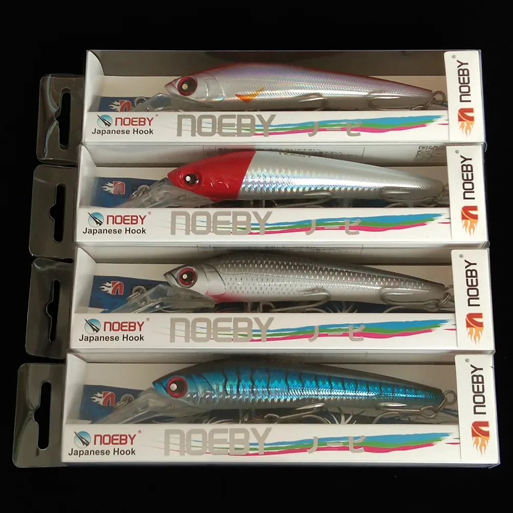 

NOEBY 4pcs 14cm 50g Trolling Minnow Fishing Lures Sinking Wobblers Artificial Bait for Sea Bass Fishing Lure