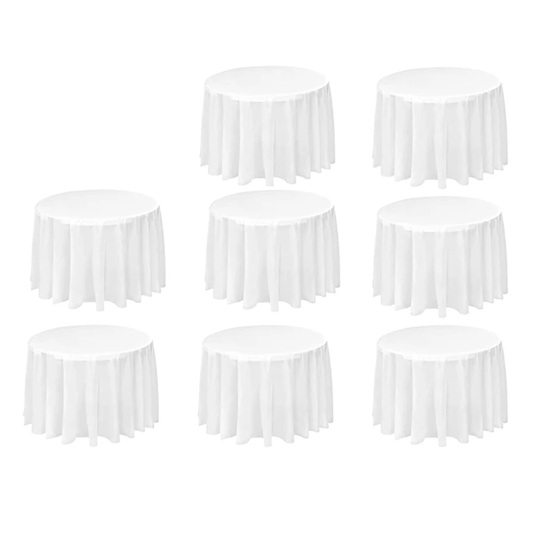 

8 Pack Round Tablecloth, 84 Inch White Disposable Table Covers PEVA Waterproof Plastic Round Tablecloths (White)