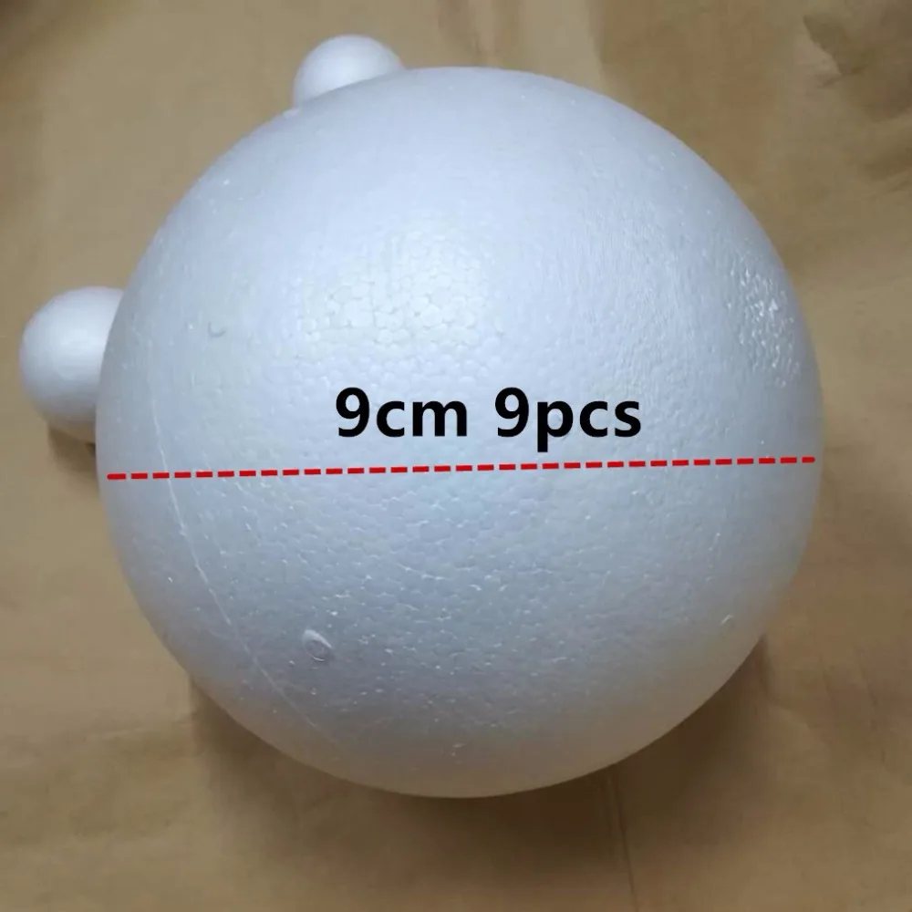 9cm 9pcs White DIY Styrofoam Round Foam Polystyrene Balls Craft Foam Balls Decorative Christmas Ornaments