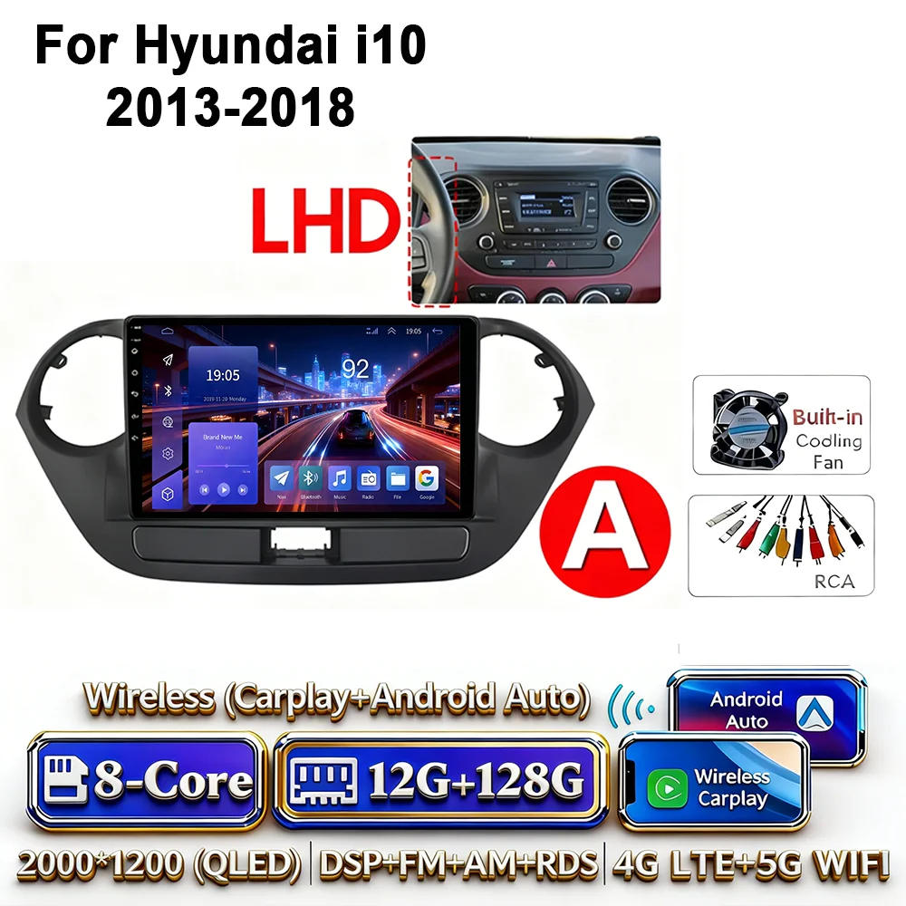 Android 17 2Din Carplay Android Auto 4G WIFI autoradio voor Hyundai I10 2013-2018 GPS DSP BT touchscreen multimediasysteem