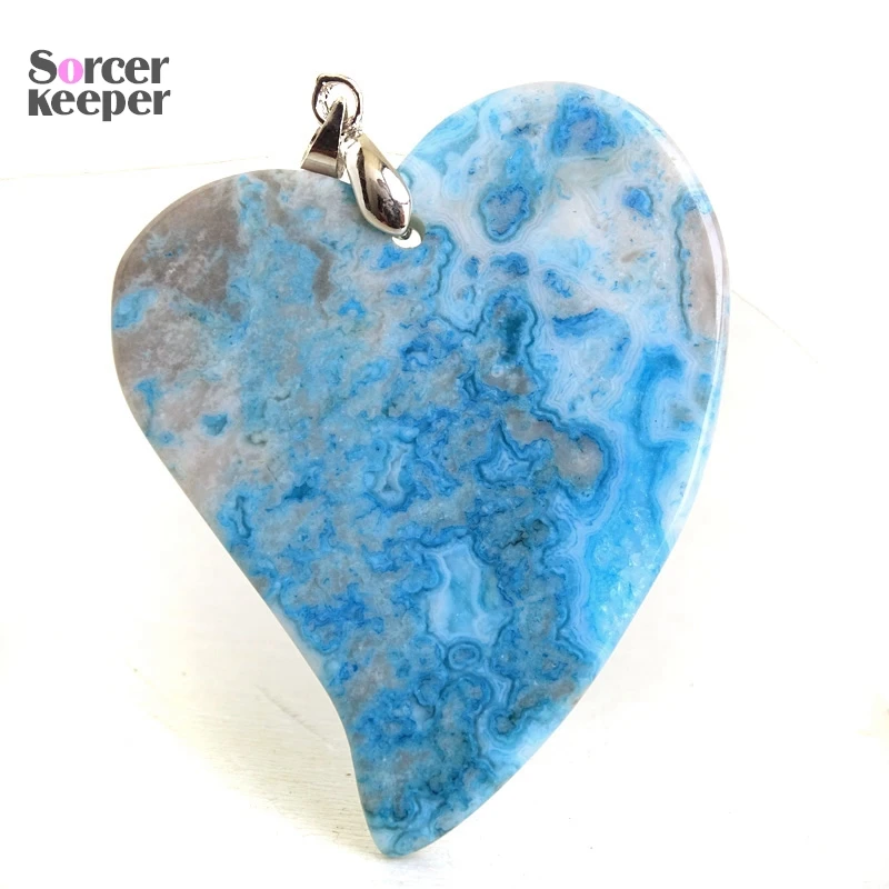 Natural Heart Agate Pendants Crazy Lace Necklaces Polished Palm Healing Crystal Stone Decor Holiday Gif Wiccan Sacrifice BQ456