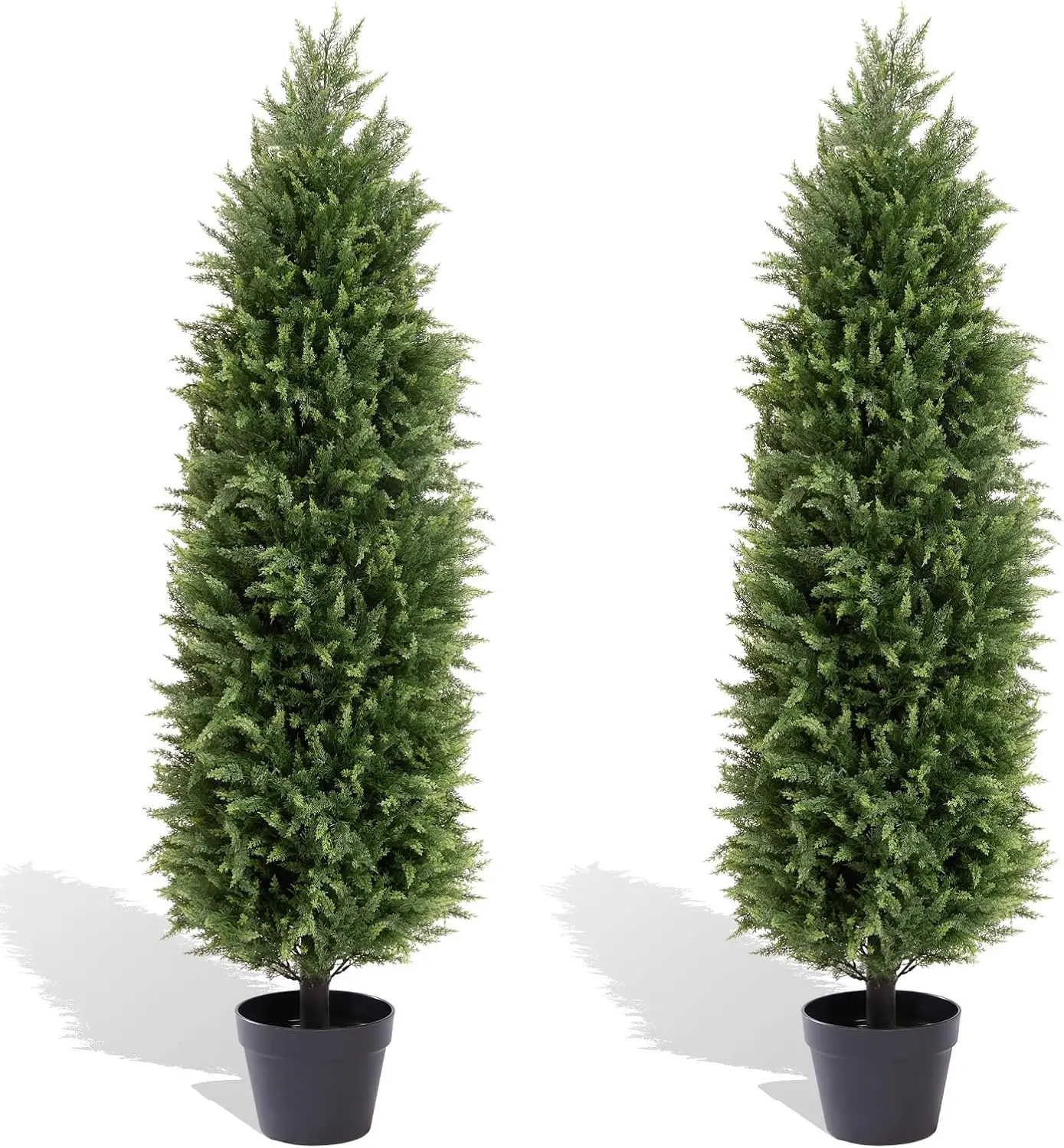 

4ft Artificial Cedar Topiary Trees Set of 2 – UV Resistant Outdoor Faux Plants, Fake Evergreen Bushes & Shrubs