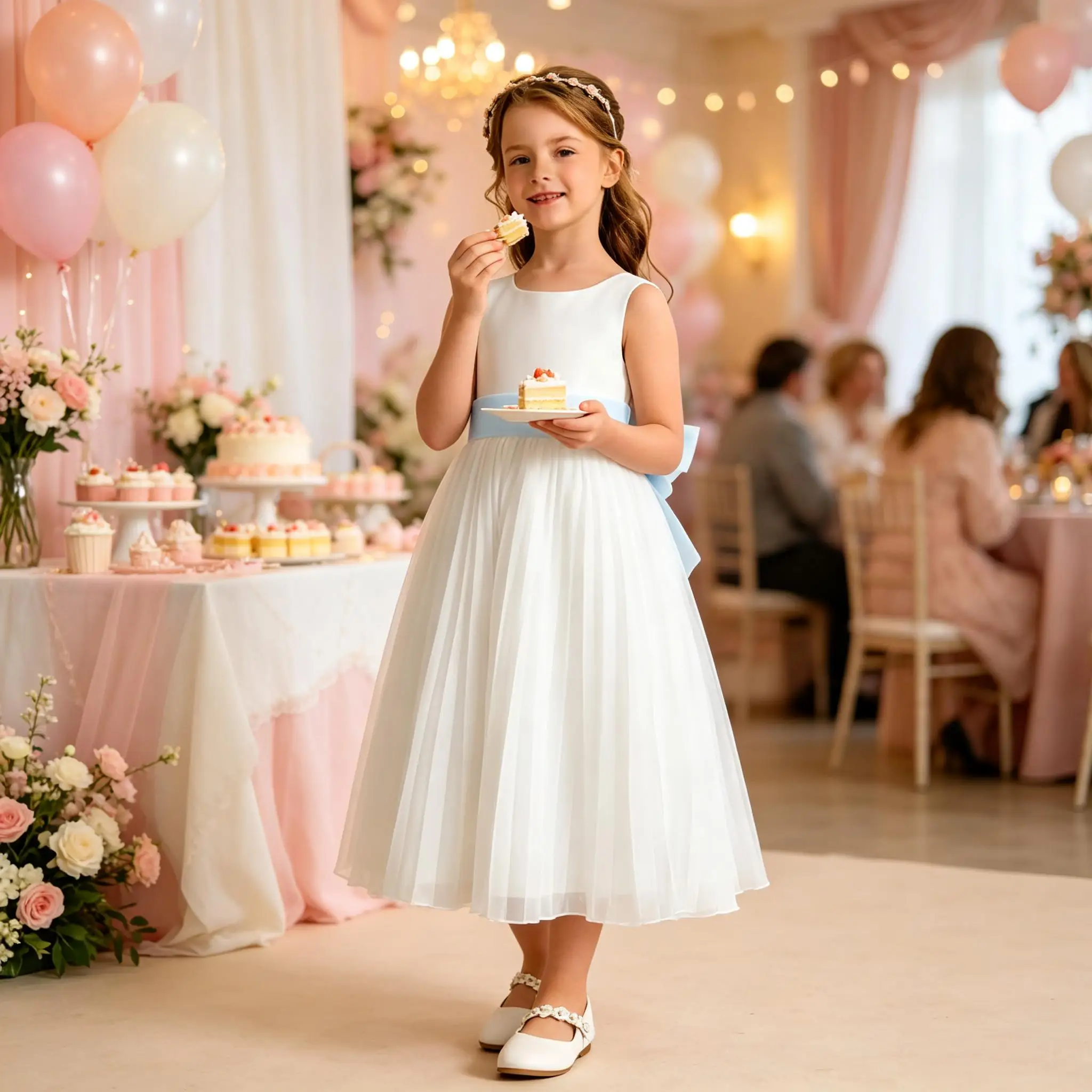 Cswdocy Delicate Girls Bridesmaid Dress Pleated Chiffon Skirt With Back Bow Flower Girl Dress For Pageant Formal Party Birthday