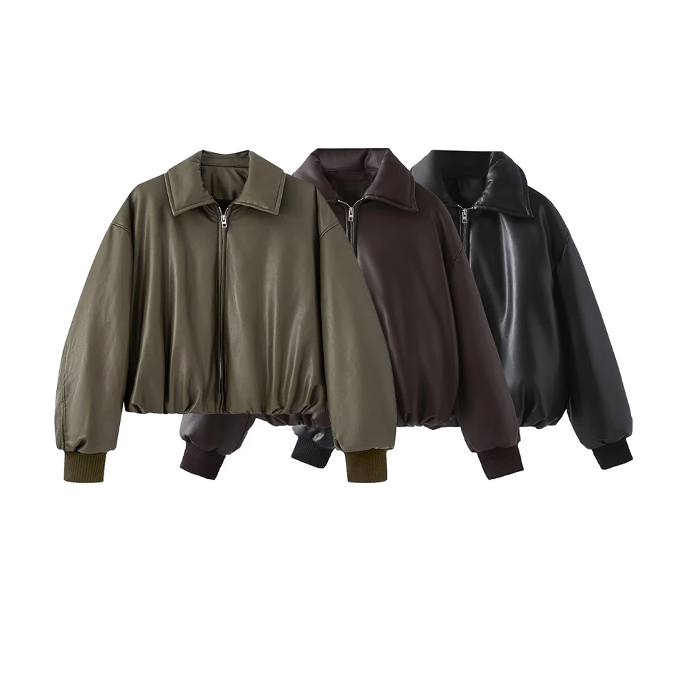 

Женская зеленая кожаная укороченная куртка, пальто, винтажная уличная мотоциклетная куртка-мустанг 2000-х годов, винтажная теплая толстая верхняя одежда, осень